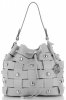 Vittoria Gotti Modna Torebka Skórzana Unikatowy Shopper Made in Italy Jasno Szara
